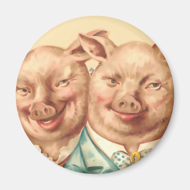 The Handsome Pig Couple Magnet (Front)