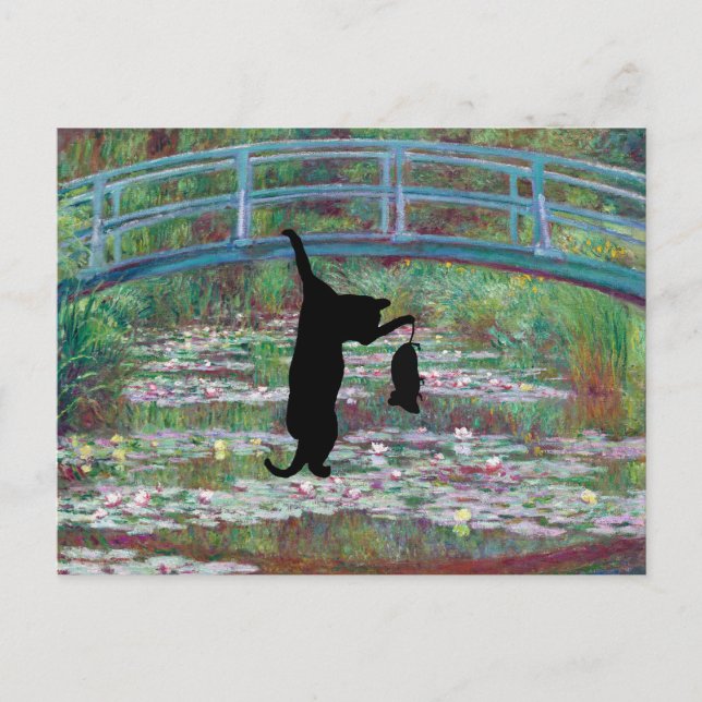 The Hanging Black Cat and Mouse Postcard (Front)