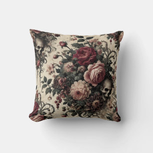 The Hanging Gardens of the Arcane – Gothic Floral Throw Pillow