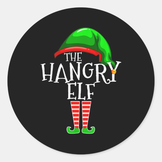 The Hangry Elf Family Matching Group Christmas Fun Classic Round Sticker (Front)