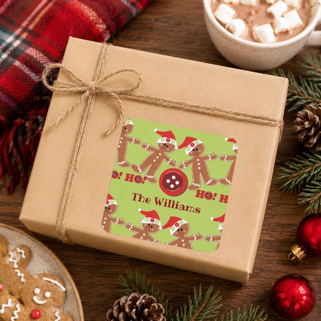 The Happiest Gingerbread Men Square Sticker (Creator Uploaded)
