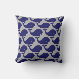 The Happy Blue Whale Throw Pillow