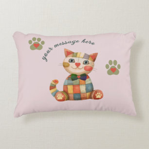 The Happy Cat Colourful Patchwork Custom Accent Pillow