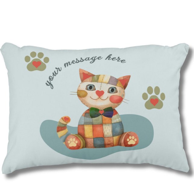 The Happy Cat Colourful Patchwork Custom Accent Pillow (Creator Uploaded)