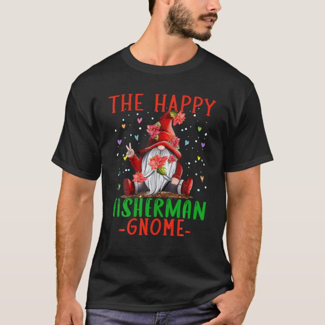 The Happy Fisherman Gnome Christmas Fisting Christ T-Shirt (Front)
