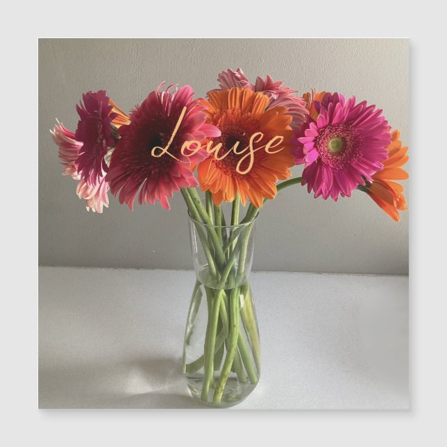 The Happy Gerbera Colourful Flower +Custom Name (Front)
