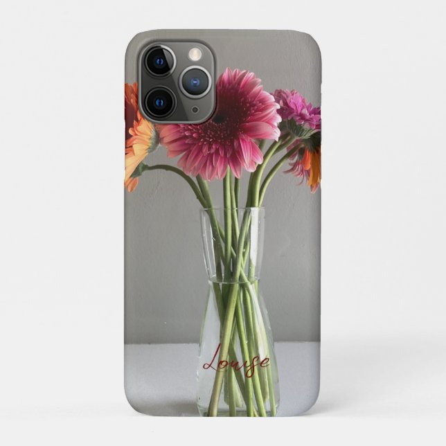 The Happy Gerbera Colourful Flower +Custom Name Case-Mate iPhone Case (Back)