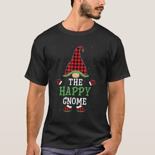 The Happy Gnome Funny Group Matching Christmas Paj T-Shirt (Front)