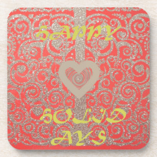 The Happy Holidays Heart Red and Gold Collection Coaster