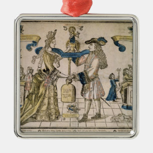 The Happy Marriage (stencil coloured woodcut) Metal Ornament