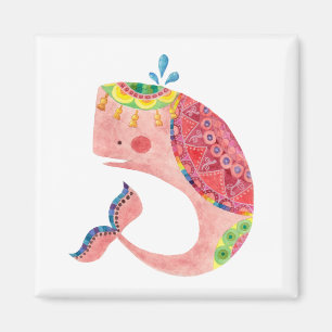 The Happy Pink Whale Magnet