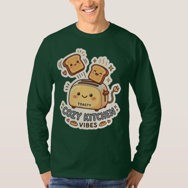 The Happy Toaster | Quirky Breakfast Sticker Tee (Front)
