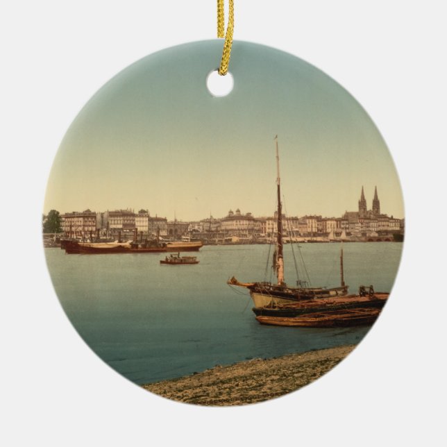 The Harbour, Bordeaux, France Ceramic Ornament (Front)