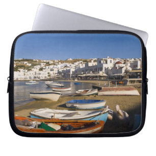 The harbour town with colourful fishing boats laptop sleeve