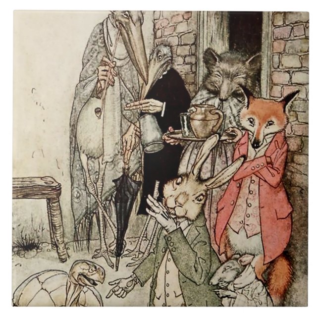 “The Hare and the Tortoise” by Arthur Rackham Tile (Front)