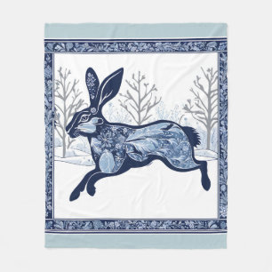 The Hares Winter's Whimsical Wandering Fleece Blanket