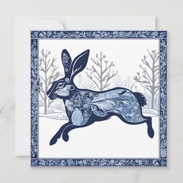 The Hares Winter's Whimsical Wandering Holiday Card (Front)