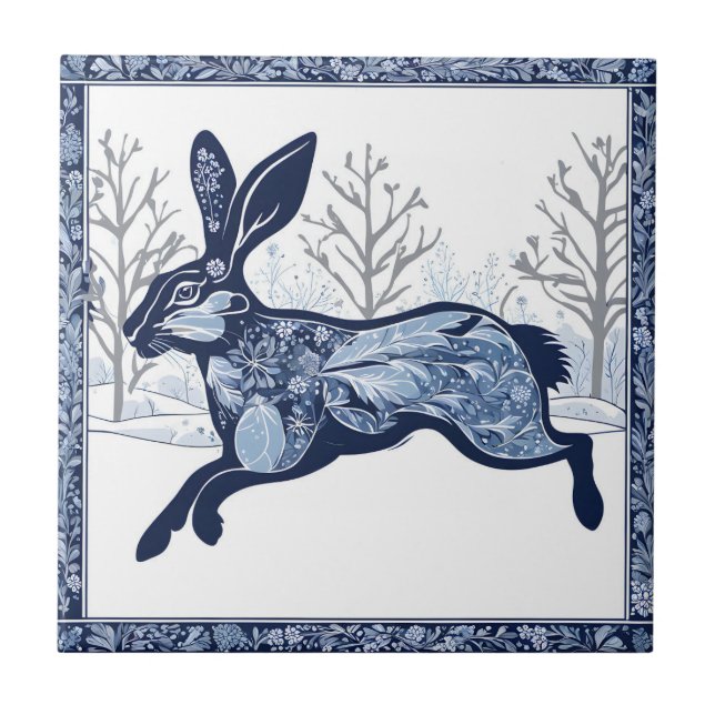 The Hares Winter's Whimsical Wandering Tile (Front)