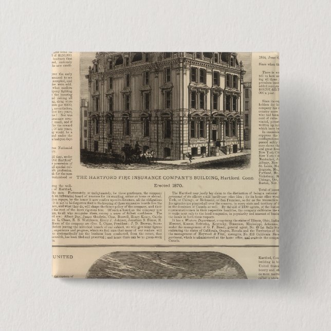 The Hartford Fire Insurance Company 2 Inch Square Button (Front)