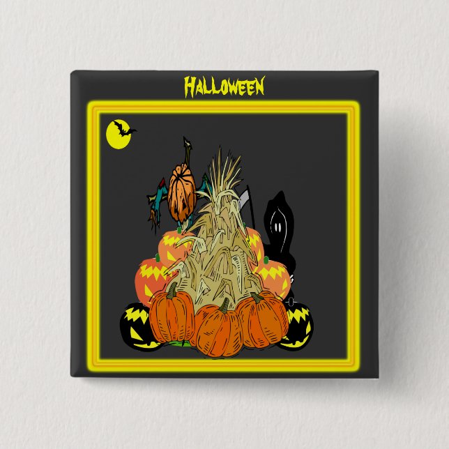 The Haunted Cornstalk - 2 Inch Square Button (Front)