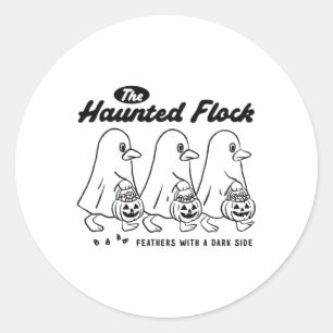 The Haunted Flock Ghost Ducks Funny Halloween Tric Classic Round Sticker