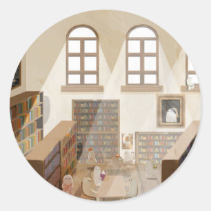 The Haunted Library Classic Round Sticker