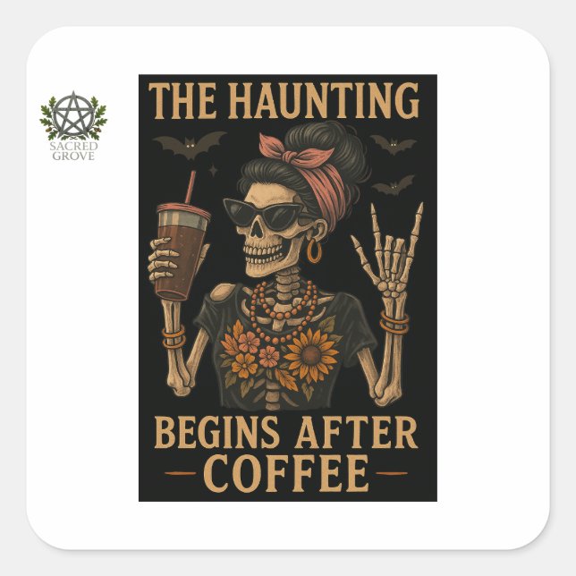 The Haunting Begins After Coffee Sticker (Front)