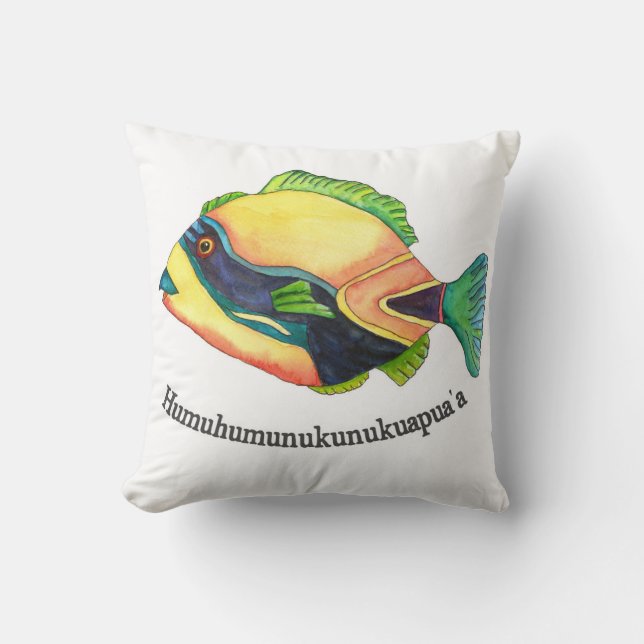The Hawaiin Humuhumu Throw Pillow (Front)