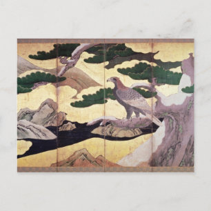 The Hawks in the Pines, 6 panel folding screen Postcard