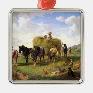 The Hay Harvest, 1869 Metal Ornament