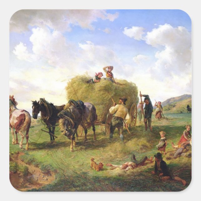 The Hay Harvest, 1869 Square Sticker (Front)
