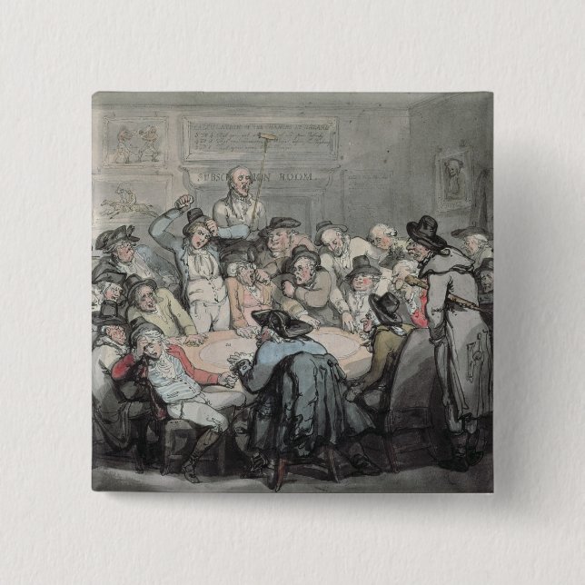 The Hazard Room 2 Inch Square Button (Front)