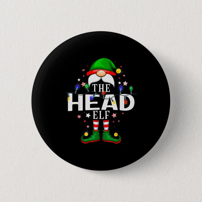 The Head Elf Christmas Family Pajama Party  2 Inch Round Button (Front)