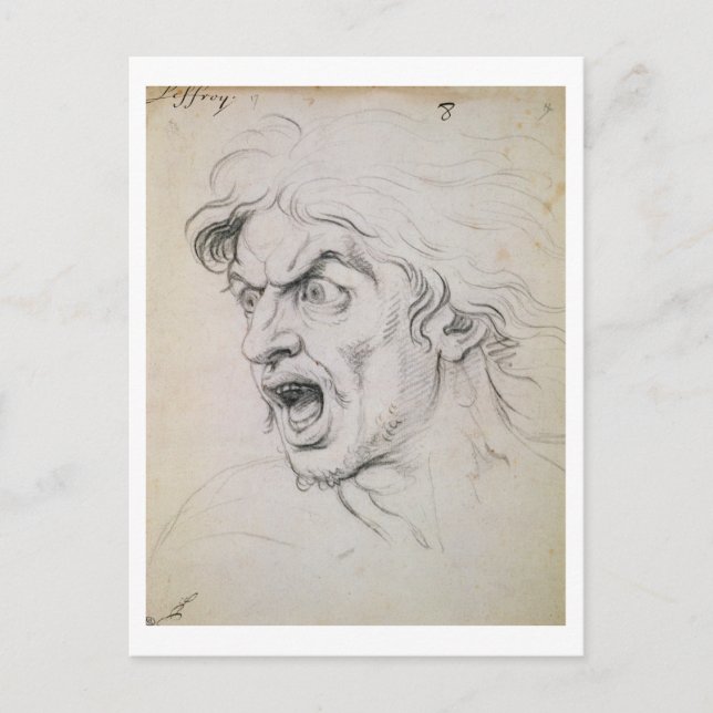The head of a man screaming in terror, a study for postcard (Front)