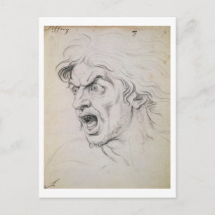 The head of a man screaming in terror, a study for postcard