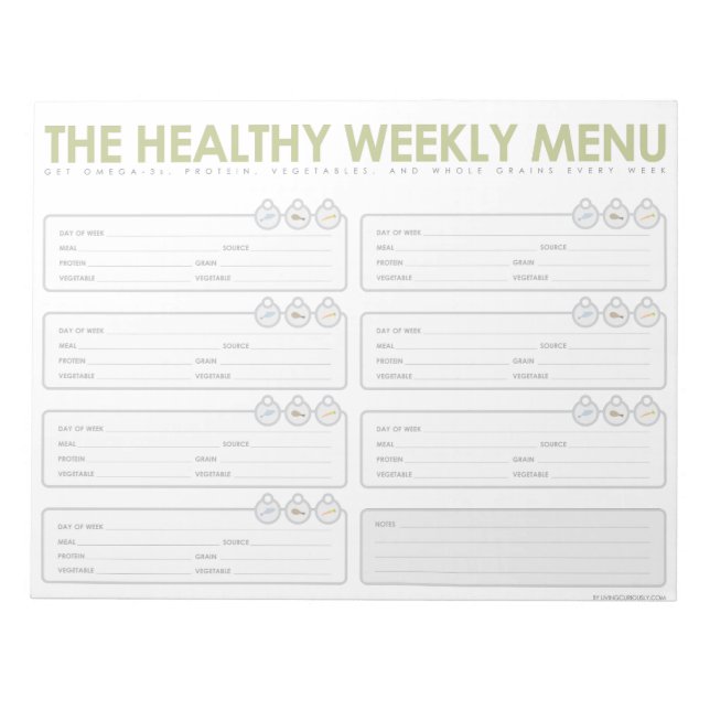 The Healthy Weekly Menu Notepad (Front)
