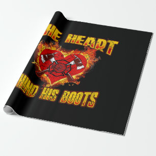 The Heart Behind His Boots Firefighter Lovers Wrapping Paper