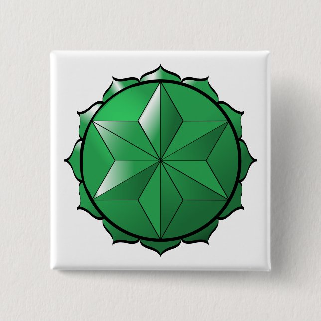 The Heart Chakra 2 Inch Square Button (Front)