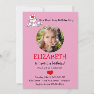 The Heart Fairy© Birthday Photo Invitation