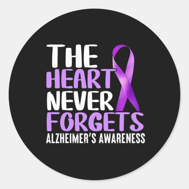 The Heart Never Forgets  Alzheimer´s Awareness  Classic Round Sticker (Front)