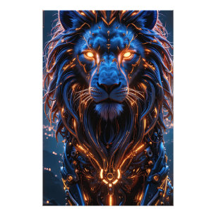 The Heart of a King Poster – Glowing Cyber Lion 