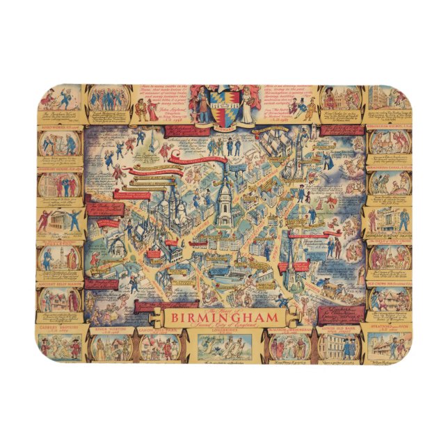 The Heart of Birmingham, England Map Magnet (Horizontal)
