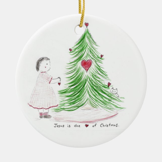 The_heart_of_christmas Ceramic Ornament (Front)