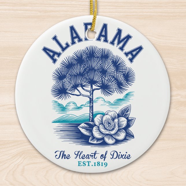 The Heart of Dixie – Alabama Camellia & Tree Graph Ceramic Ornament (Creator Uploaded)