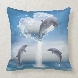 The Heart Of The Dolphins Throw Pillow