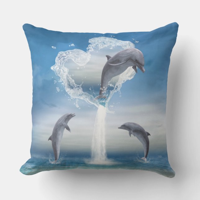 The Heart Of The Dolphins Throw Pillow (Front)