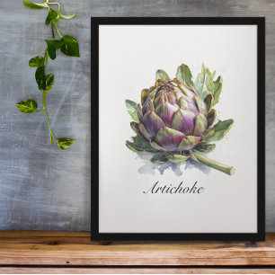  The Heart of the Garden: Artichoke in Watercolor Poster