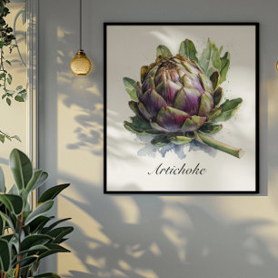 The Heart of the Garden: Artichoke in Watercolor Poster