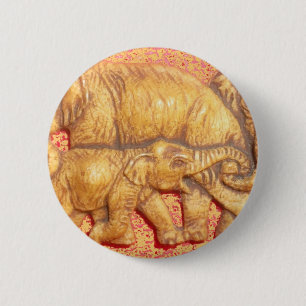 The Heart of the Herd: Elephant Family Portrait 2 Inch Round Button