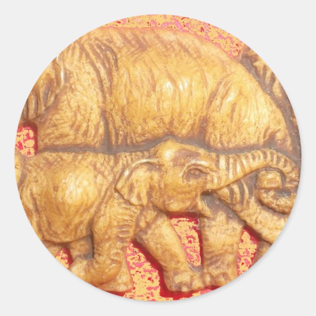 The Heart of the Herd: Elephant Family Portrait Classic Round Sticker (Front)